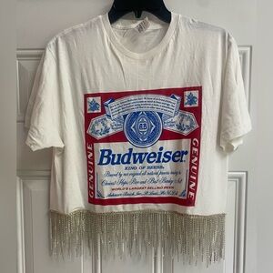 Budweiser crop T-shirt with sequins